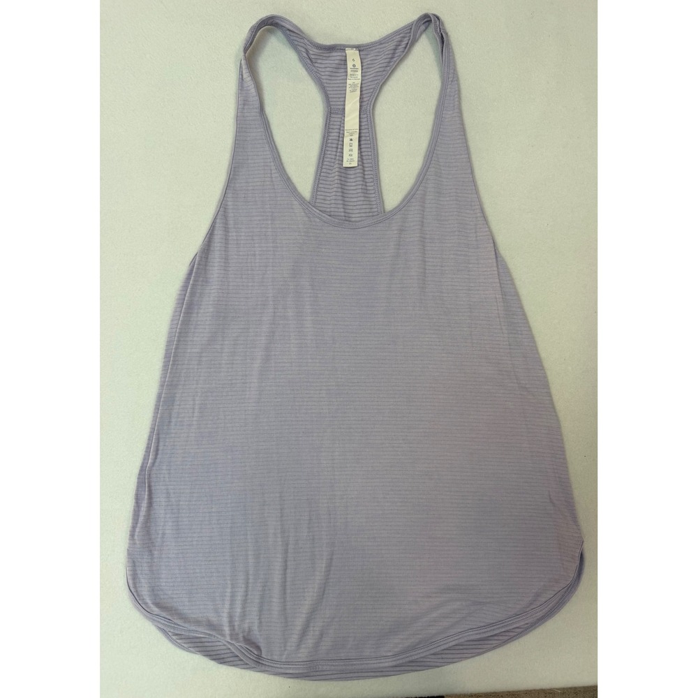 Lululemon Essential Tank Top 6 Lavender Purple Striped Racerback Yoga Activewear